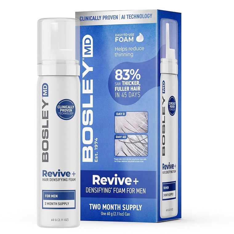 BosleyMD Mens Revive Plus Densifying Treatment Foam Help Reduce Hair Thinning 2.11Oz (60g)