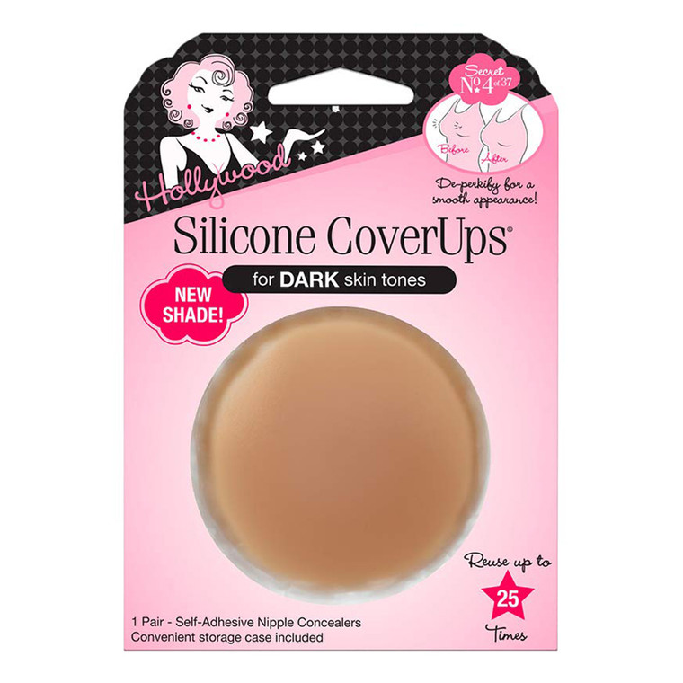 Hollywood Secrets Silicone Nipple CoverUps for Dark Skin Tones Pair Reusable Sticky Pasties 1Ea