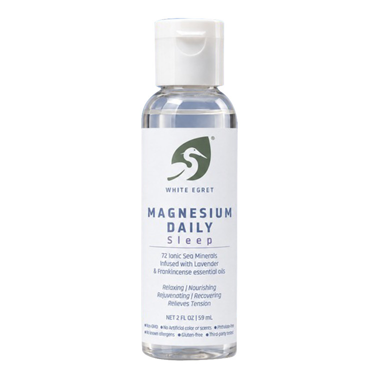 White Egret Magnesium Daily Recover Infused with Lavender Essential Oils for Relaxation and Rejuvenation Relieves Tension 2Oz (59ml)