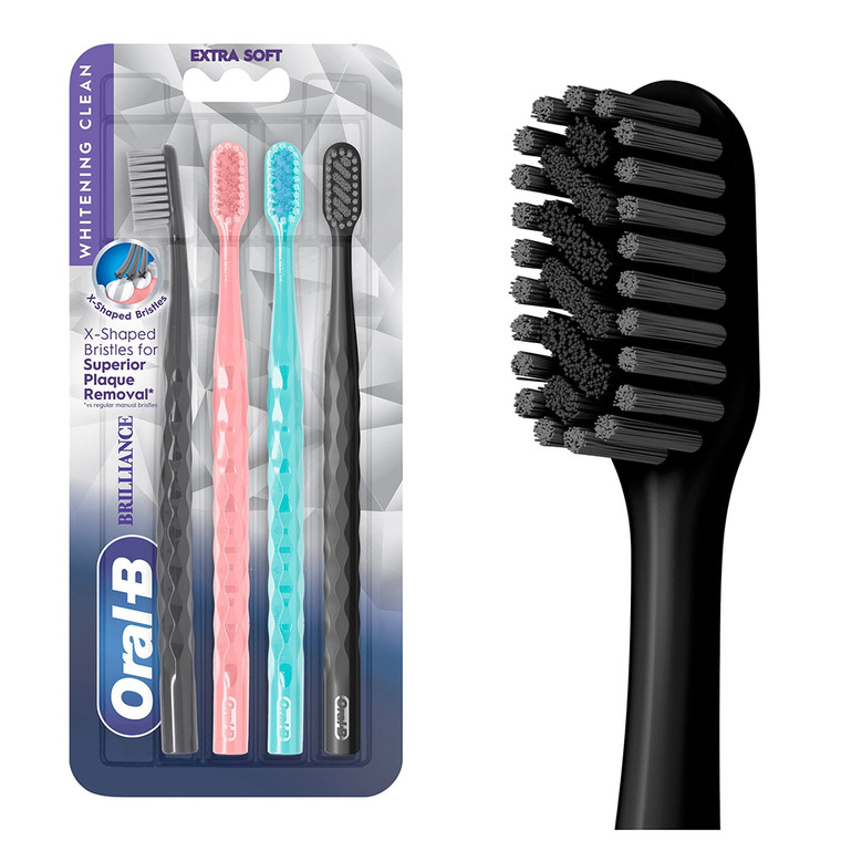 Oral B Whitening Clean Brilliance Extra Soft Toothbrushes 4Ea