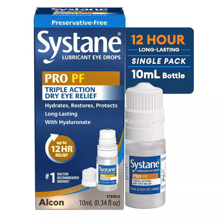 Systane Pro Preservative Free Lubricating Eye Drops for Dry Eye Relief 0.34Oz (10ml)