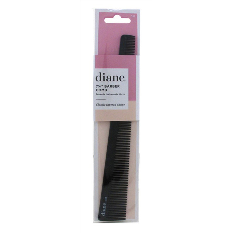 Diane Barber Comb 7.25 Inch Black Fine Teeth for Precision for All Hair Types 12Ea