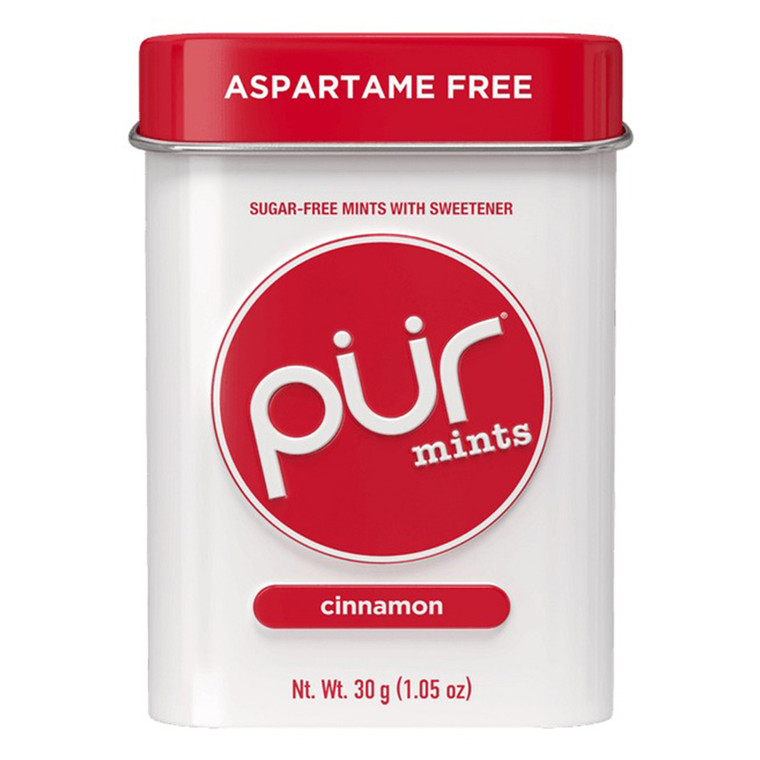 Pur Mints Cinnamon Sugar Free Mints Refreshing Sweet and Spicy Cinnamon Sweetened with Xylitol 1.05Oz (30g), 30Ea