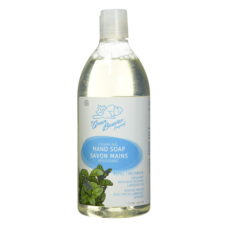 Green Beaver Foaming Hand Soap Savon Mains Refill Fresh Mint 26Oz (770ml)