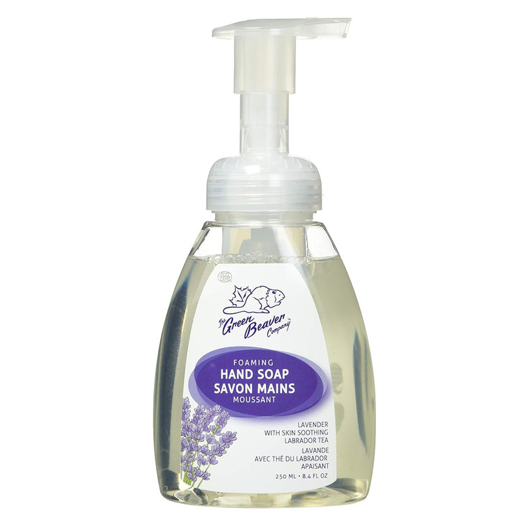 Green Beaver Foaming Hand Soap Savon Mains Lavender with Skin Soothhing Labrador Tea 8.4Oz (250ml)