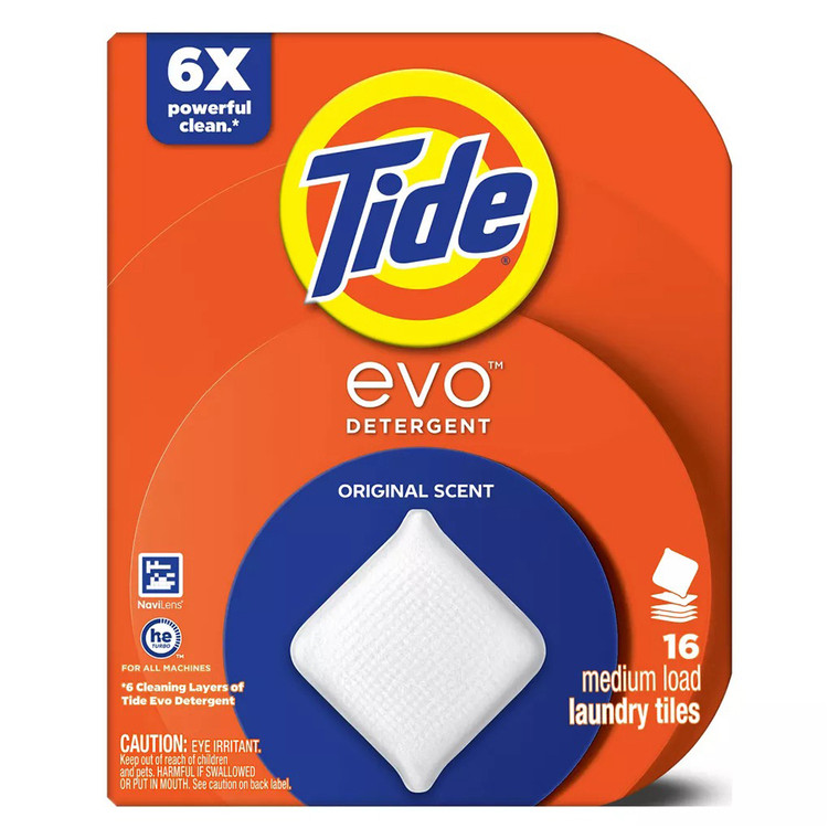 Tide Evo Original Scent Cold Water Laundry Detergent Tiles 16Ea
