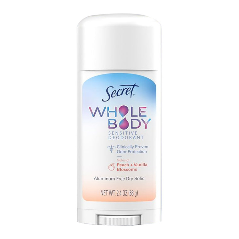 Secret Whole Body Deodorant Stick for Women Peach and Vanilla 2.4Oz (68g)