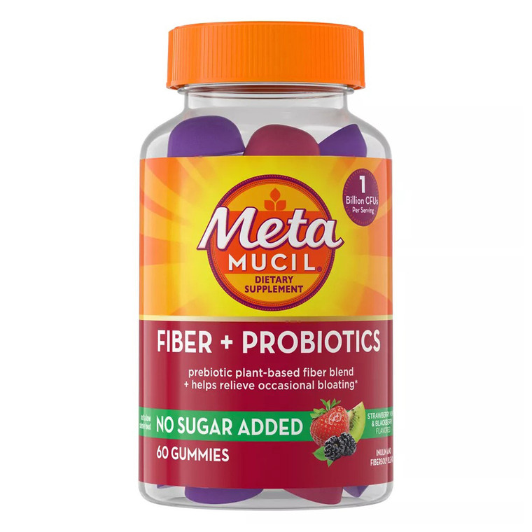 Metamucil Digestive Fiber Plus Probiotic Strawberry Kiwi and Blackberry Gummies 60Ea