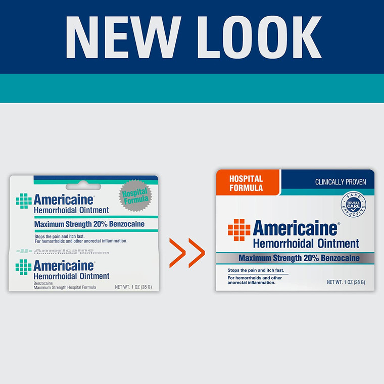 Americaine Hospital Formula Maximum Strength Benzocaine Hemorrhoidal Ointment Stops Pain and Itch 1Oz (28g)