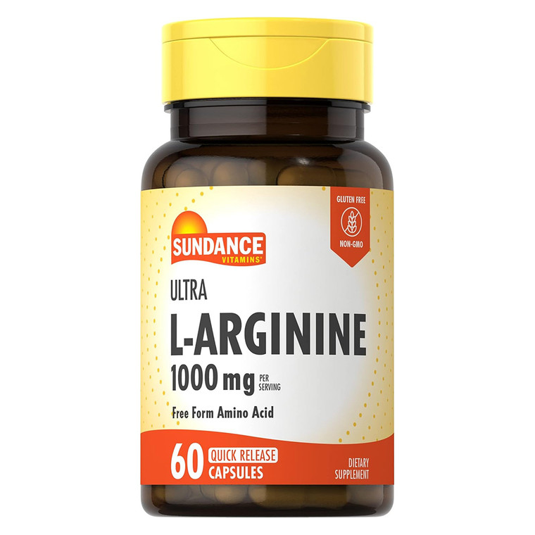 Sundance Ultra L Arginine 1000mg Dietary Supplement Quick Release Capsules Support Healthy Blood Circulation 60Ea