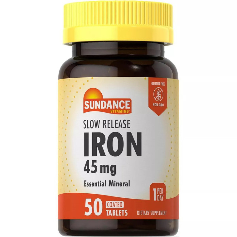 Sundance Slow Release Iron Ferrous Sulfate Essential Mineral Coated Tablets Support Energy Levels 50Ea