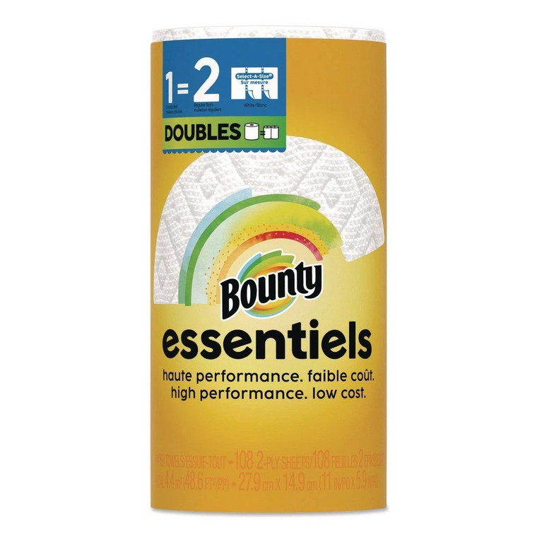 Bounty Essentials 4.4 Meters Select-A-Size Kitchen Roll Paper Towel Sheets 108Ea