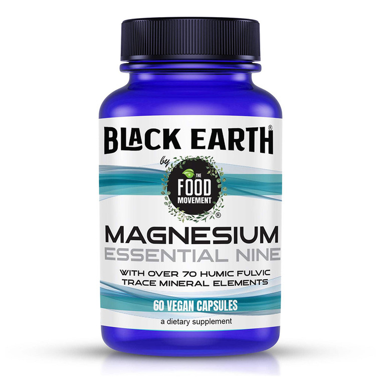 Black Earth Magnesium Essential Nine Humic Fulvic Minerals Veg Capsules Supports Relaxation and Muscle Health 60Ea