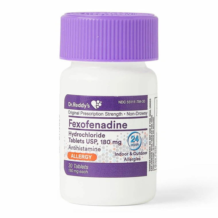 Dr Reddys Fexofenadine Hydrochloride 180mg USP Allergy Relief Tablets 30Ea