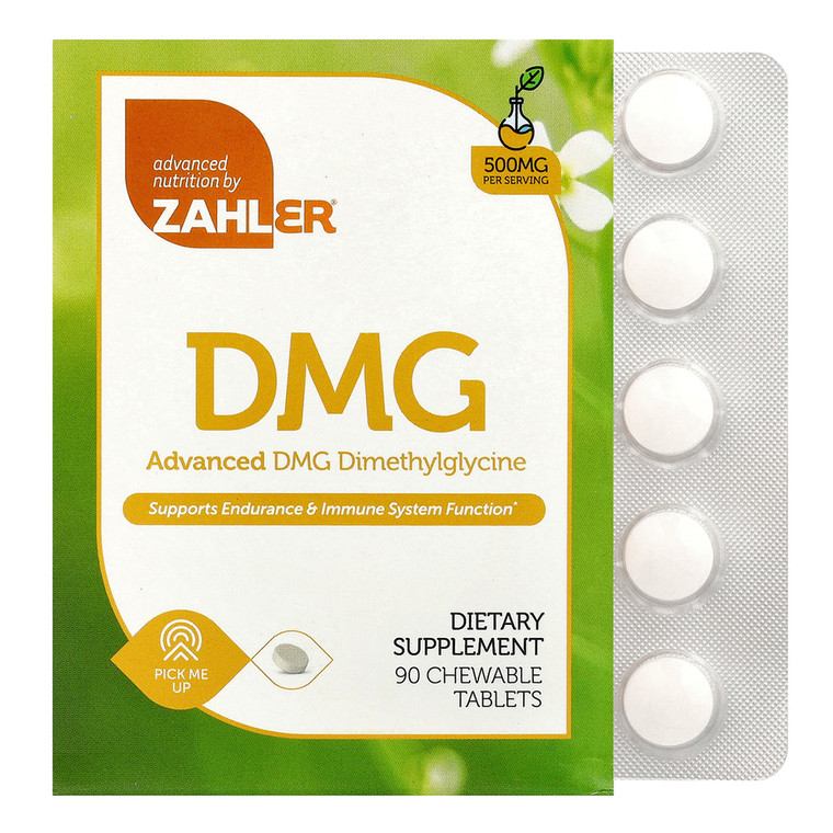 Zahler Advanced DMG Dimethylglycine 500mg Support Endurance and Immune System Chewable Tablets 90Ea