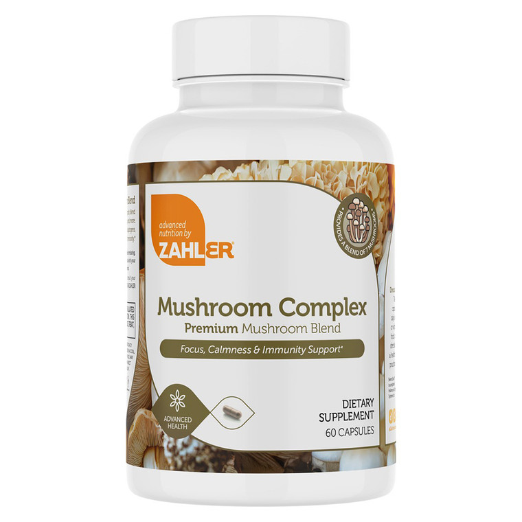 Zahlers Mushroom Complex 55mg of Selenium Dietary Supplement Capsules Support Brain Focus and Immune Health 60Ea