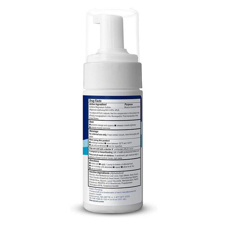 Theraworx Relief for Foot Cramps Foam Quickly Absorsbs Fast Relief Muscle Cramps 3.4Oz (101ml)