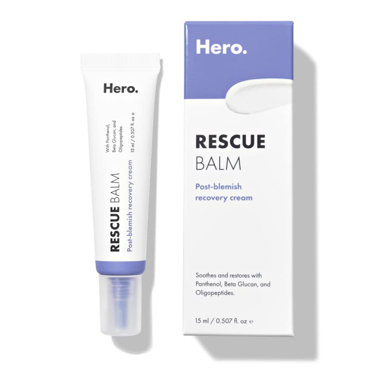 Hero Cosmetics Rescue Balm Post Blemish Recovery Cream for Face Soothes Redness and Dryness Skin 0.507Oz (15ml)