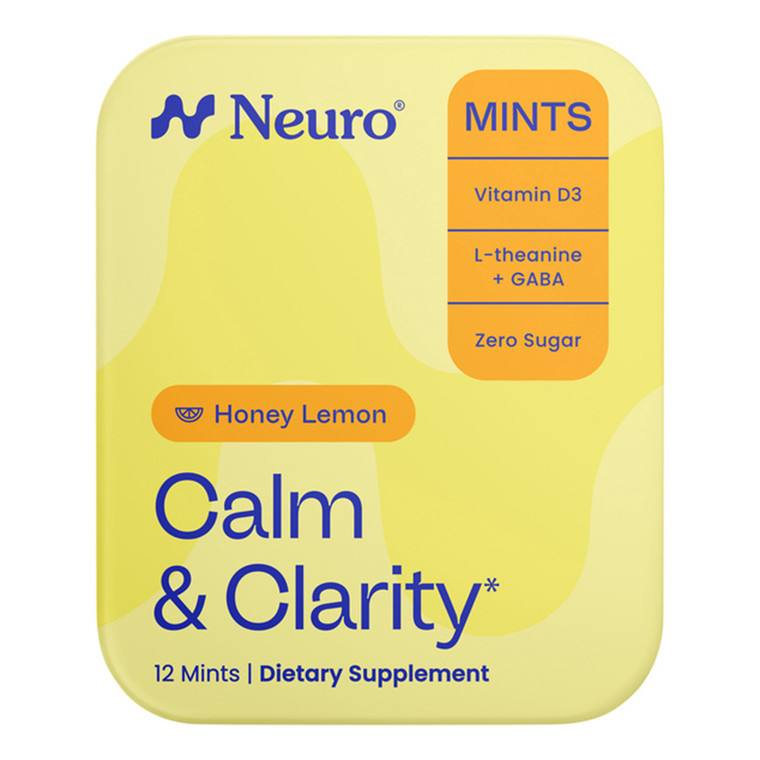 Neuro Mints Calm and Clarity Honey Lemon Mints Tins Dietary Supplement Refresh Your Mind and Body 12Ea, Pack of 12