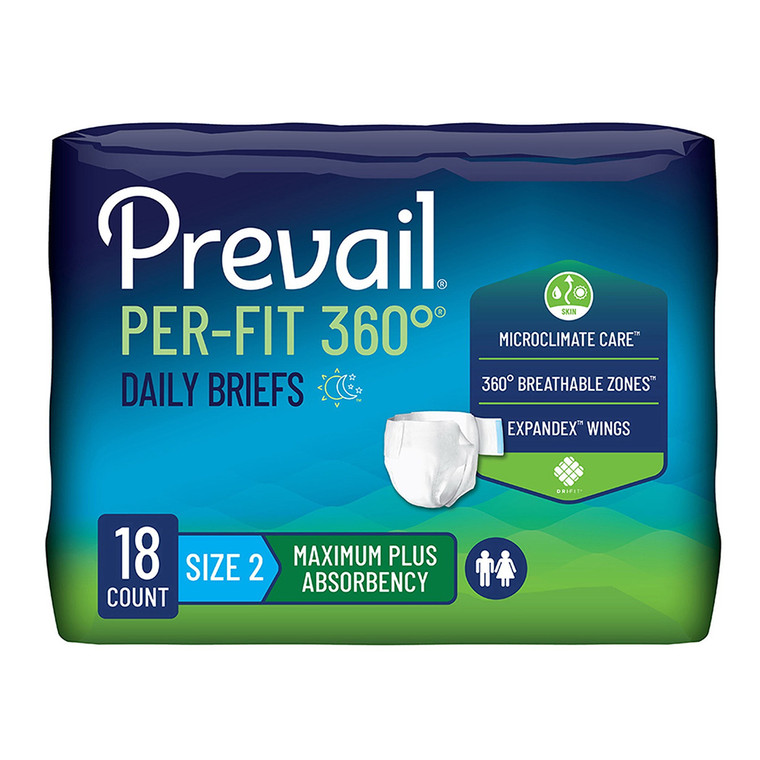 Previal Per Fit Daily Briefs Size 2 Maximum Plus Absorbency 18Ea, Pack of 4