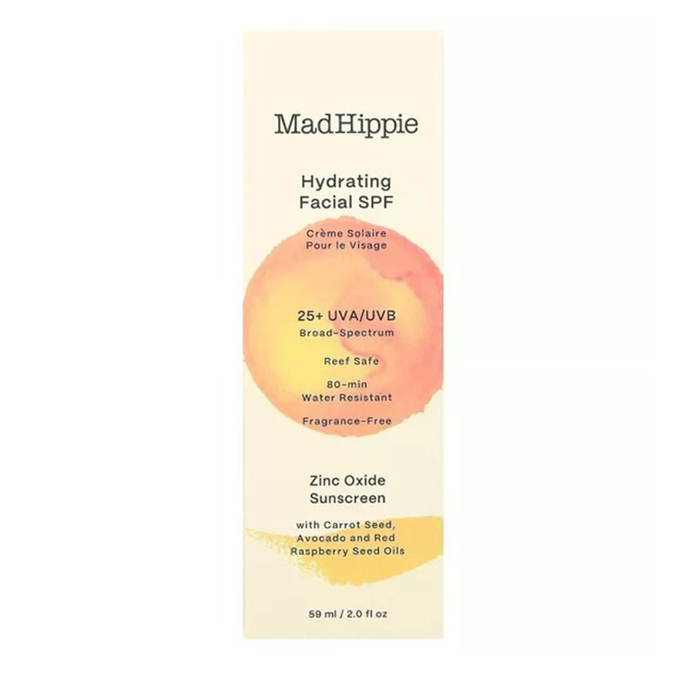 Mad Hippie Hydrating Facial SPF 25 Plus Zinc Oxide Sunscreen Fragrance Free 2Oz (59ml)