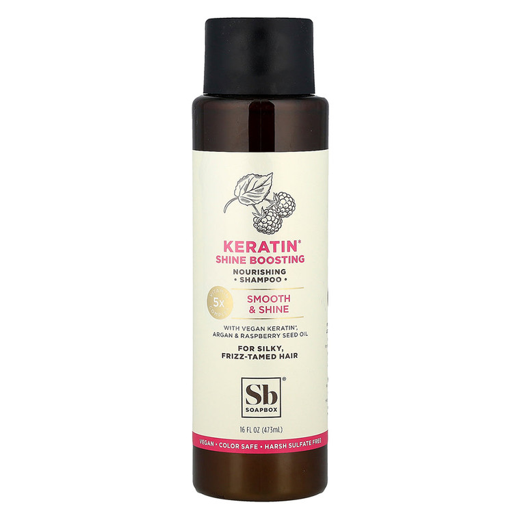 Soapbox Keratin Shine Boosting Nourishing Plus Shampoo for Silky Frizz Tamed Hair 16Oz (473ml)