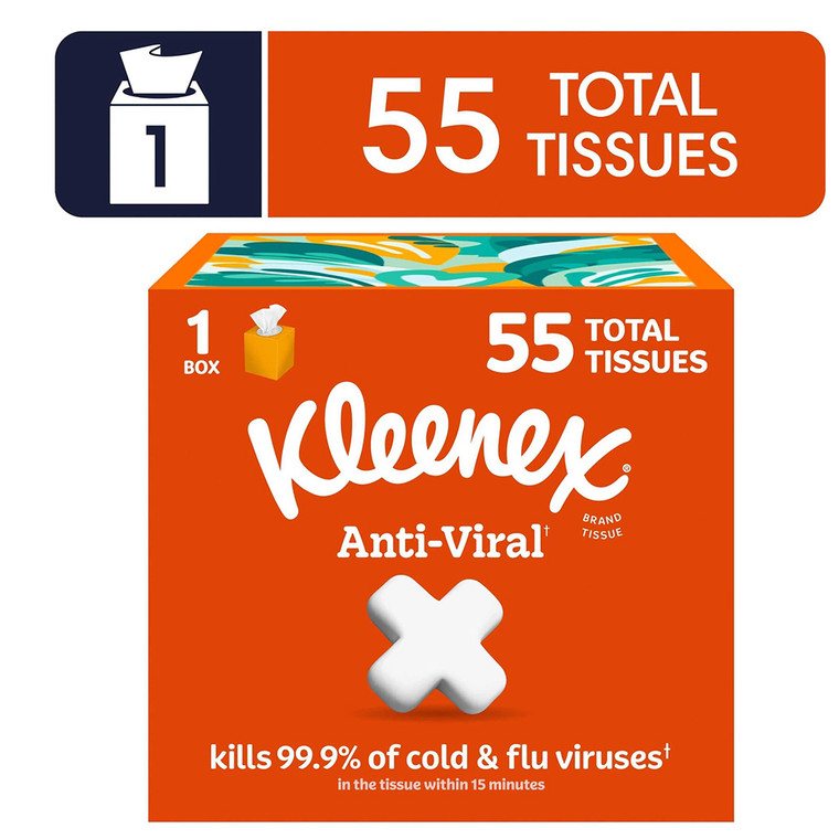 Kleenex Anti Viral Facial Tissues for Virus Removal 55Ea, Pack of 27