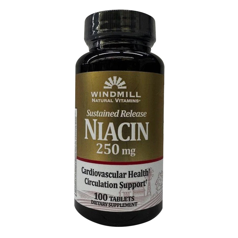 Windmill Niacin 250mg Sustained Release Cardiovascular Health Tablets 100Ea