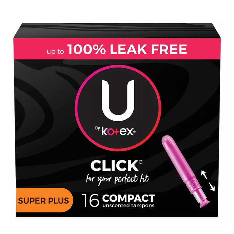 U by Kotex Click Compact Super Plus Absorbency Unscented Tampons 16Ea