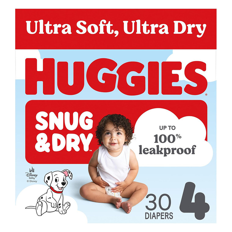 Huggies Ultra Soft Ultra Dry Snug and Dry leakproof Size 4 Diapers 30Ea