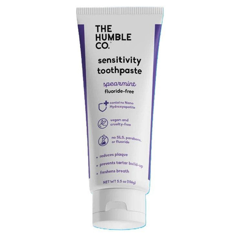 The Humble Co Spearmint Fluoride Free Sensitivity Toothpaste Reduce Plaque and Freshens Breath 5.5Oz (156g)