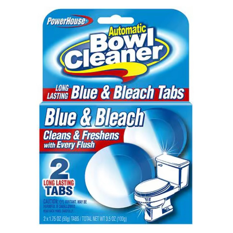 PowerHouse Toilet Bowl Cleaner for Cleaning and Freshening Blue and Bleach Tablets 1.75Oz (50g) 2Ea, Pack of 12