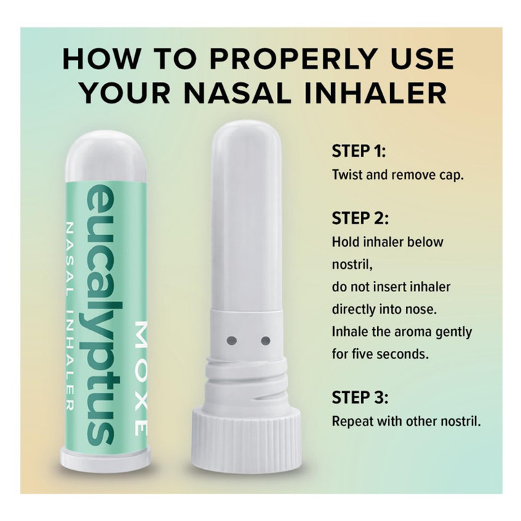 Moxe Eucalyptus Essential Oil Nasal Inhaler Sticks for Congestion Relief 0.035Oz (1g), Pack of 6