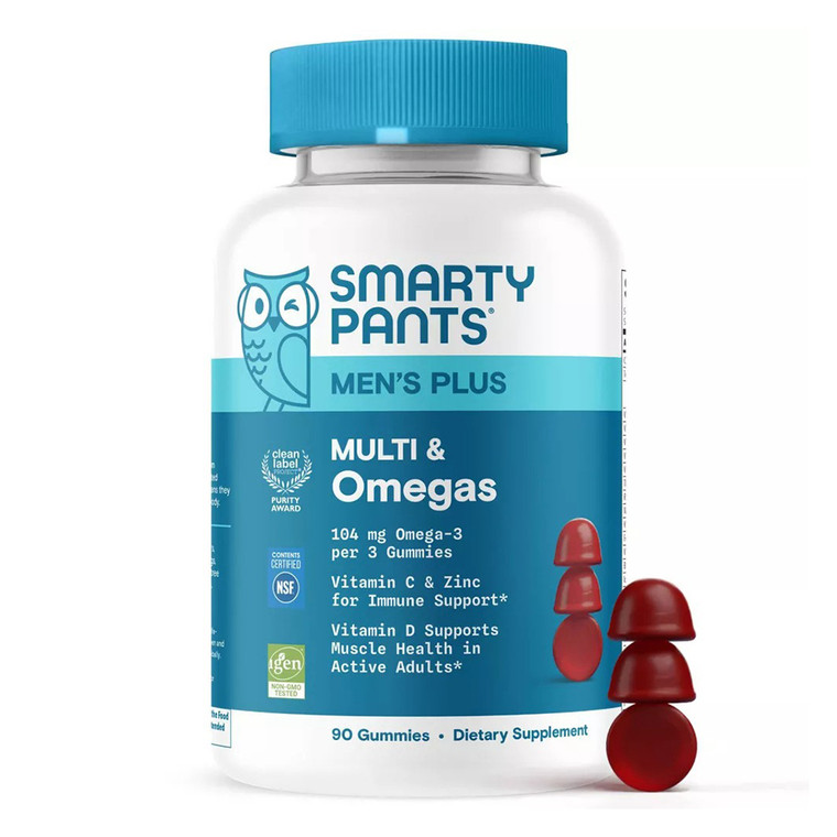 SmartyPants Mens Plus Multivitamin and Omegas Gummies for Active Lifestyle Support 90Ea