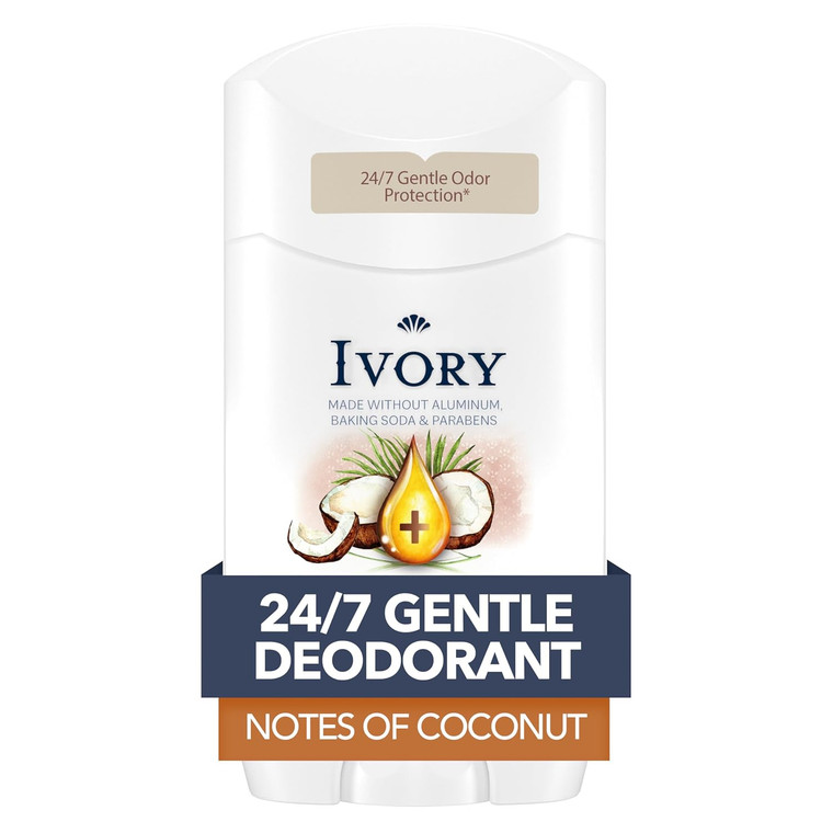 Ivory Gentle Aluminum Free Deodorant Notes of Coconut 2.4Oz (68g)