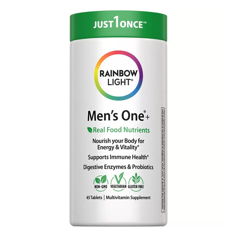 Rainbow Light Mens One Multivitamin Tablets for Whole Body Health Support 45Ea