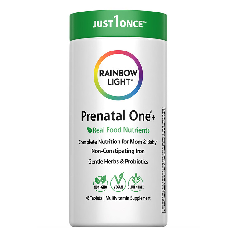 Rainbow Light Prenatal One Plus Multivitamin Tablets for Mom and Baby Health Support 45Ea