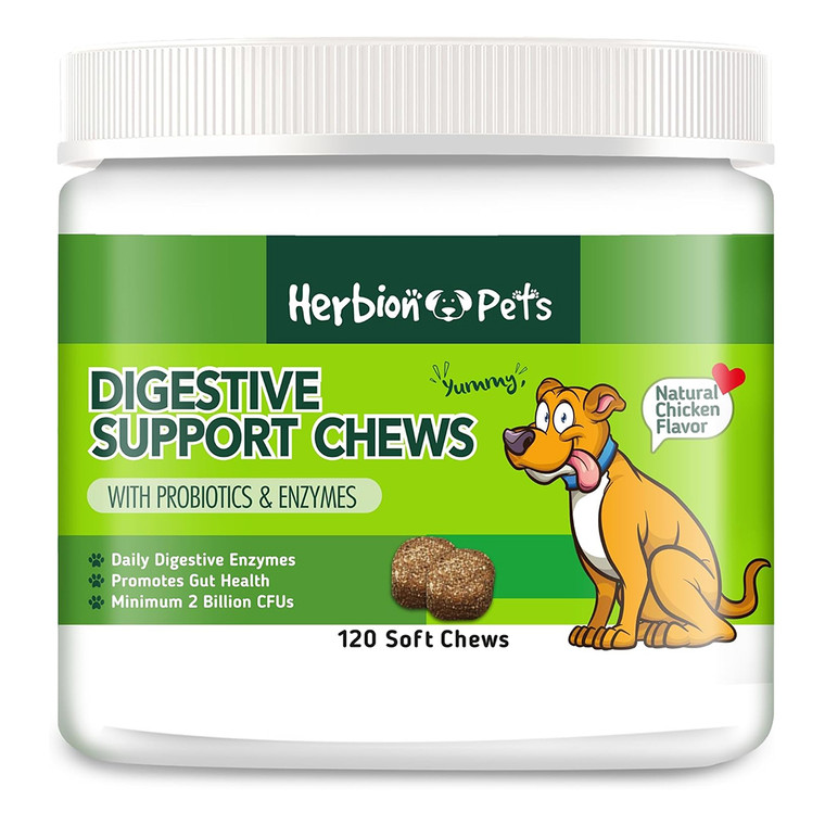 Herbion Pets Digestive Support Chews with Probiotics and Enzymes Soft Chews 120Ea