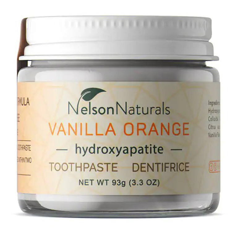 Nelsons Naturals Vanilla Orange Hydroxyapatite Fluoride Free Toothpaste Clean and Strengthen Teeth 3.3Oz (93g)