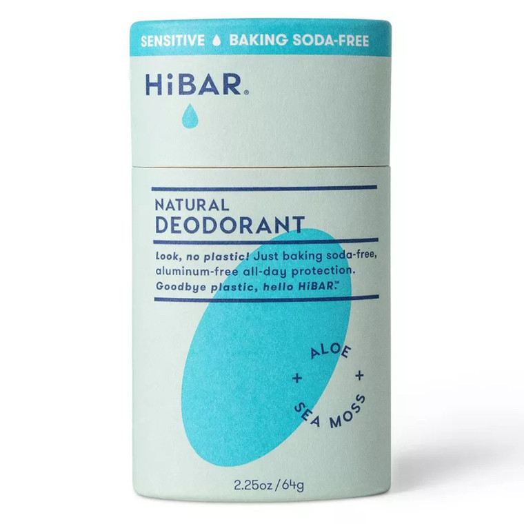 HiBAR Solid Deodorant for Sensitive Skin with Aloe and Sea Moss Odor Control All Day Protection 2.25Oz (64g)