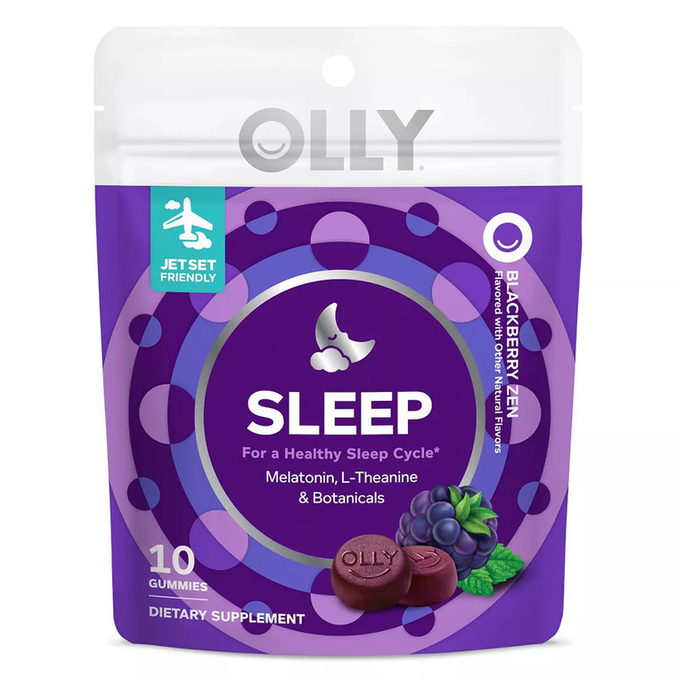 OLLY Sleep Melatonin Gummies Blackberry Zen Flavored Dietary Supplement for Healthy Sleep 10Ea