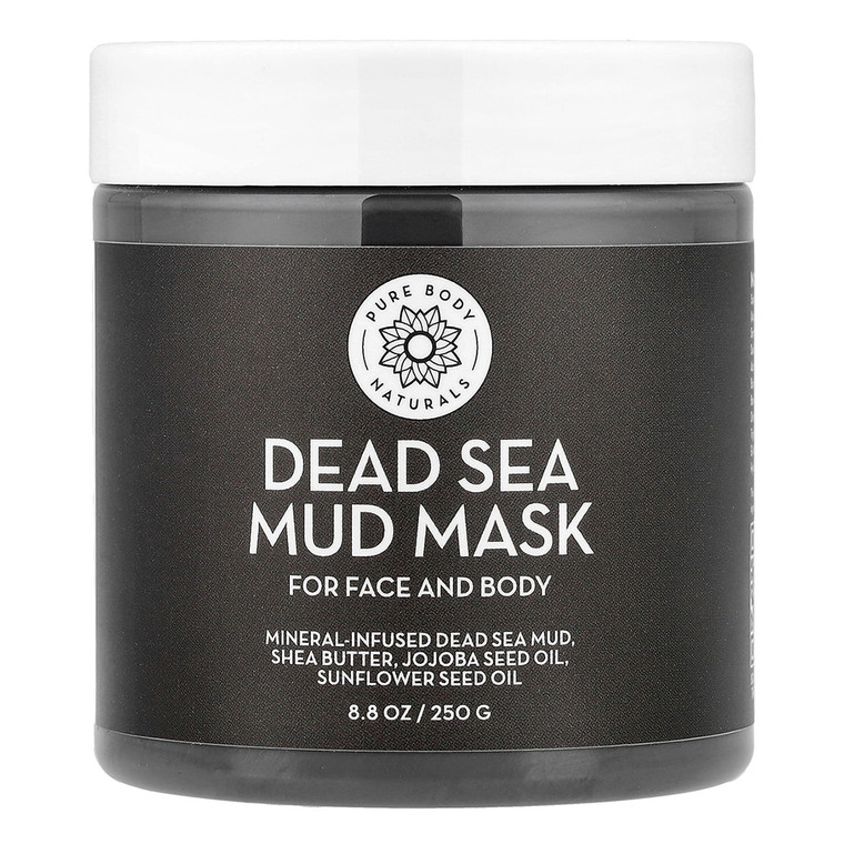 Pure Body Naturals Dead Sea Mud Beauty Mask for Face and Body Helps Fight Acne and Pimples 8.8Oz (250g)