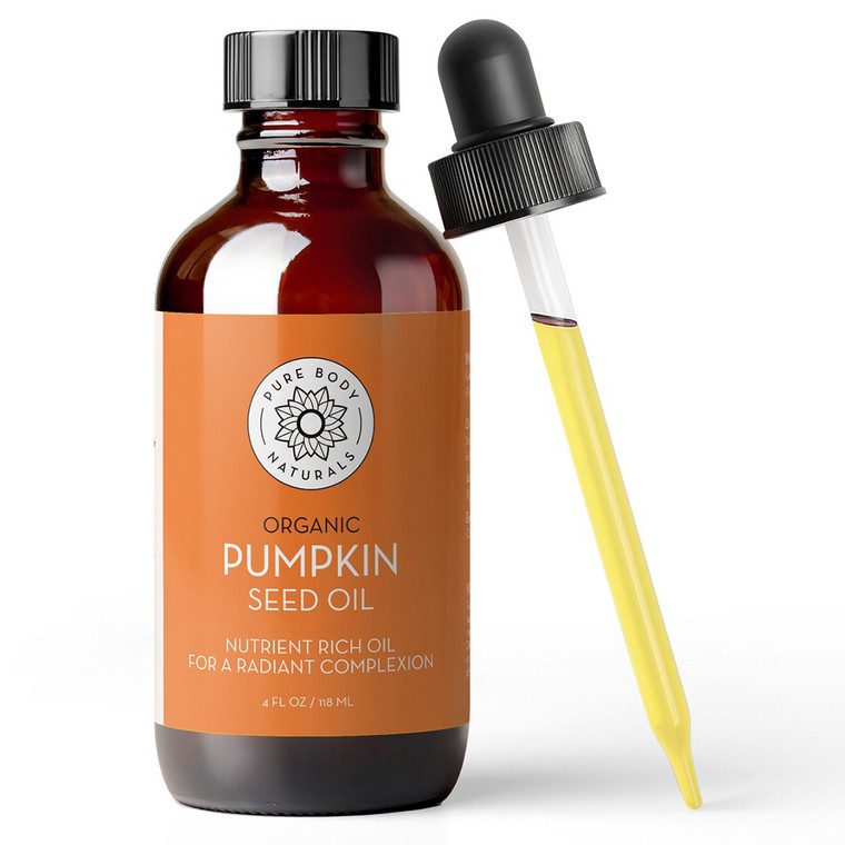 Pure Body Naturals Organic Pumpkin Seed Oil for Glowing Skin and Strengthen Hair 4Oz (118ml)