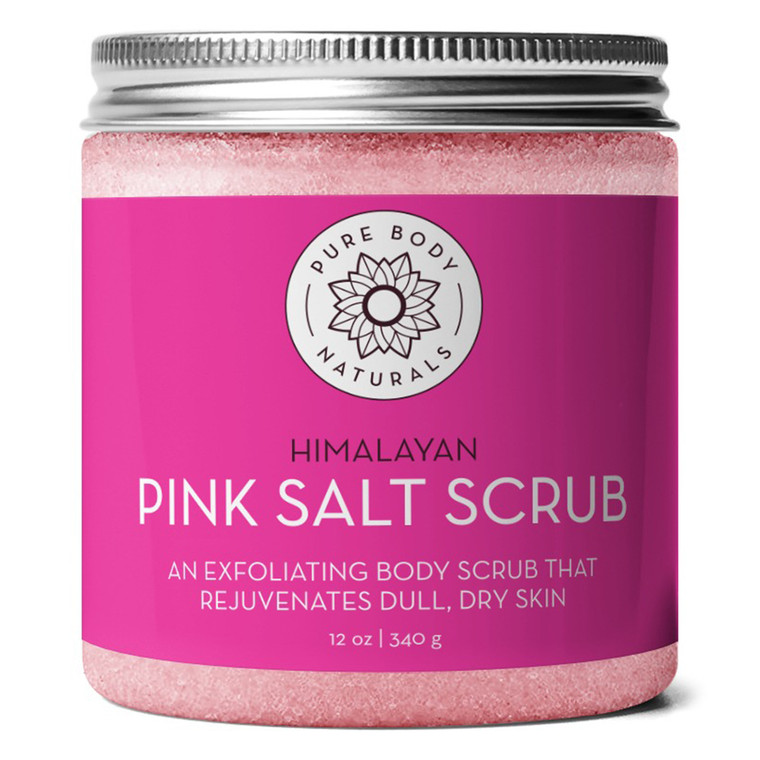 Pure Body Naturals Himalayan Pink Salt Exfoliating Scrub Rejuvenates Dull Dry Skin 12Oz (340g)