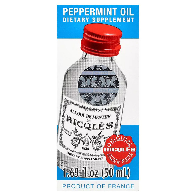 Ricqles Peppermint Oil for Digestive and Intestinal Comfort 1.69Oz (50ml)