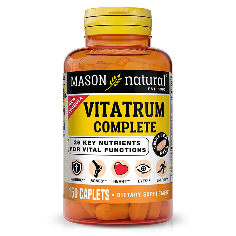 Mason Natural Vitatrum Complete Multivitamin Multimineral Caplets for Daily Nutritional Support 150Ea