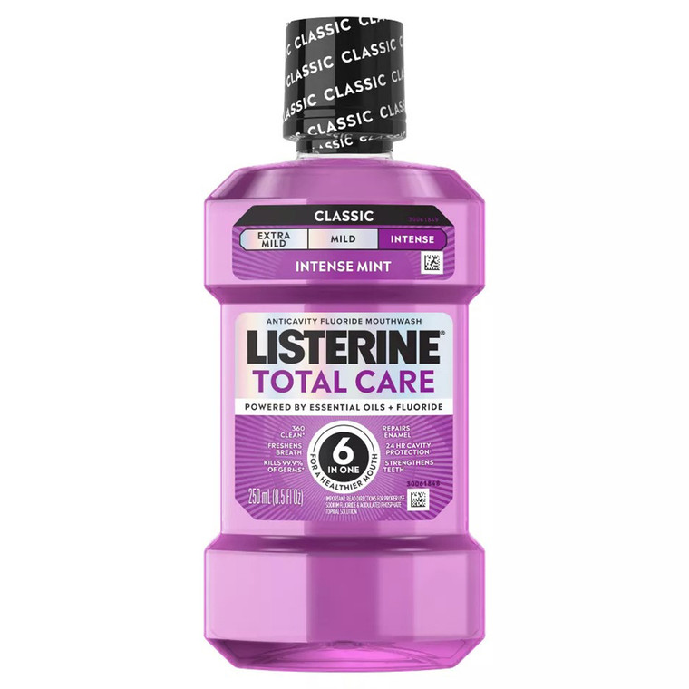 Listerine Total Care Anticavity Fluoride Mouthwash for Cavity Prevention Intense Mint 8.5Oz (250ml)