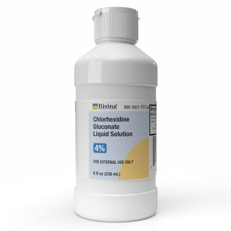 Rising Health Chlorhexidine Gluconate 4 Percent Antimicrobial Solution for Skin Wound and General Skin Cleansing 8Oz (236ml)