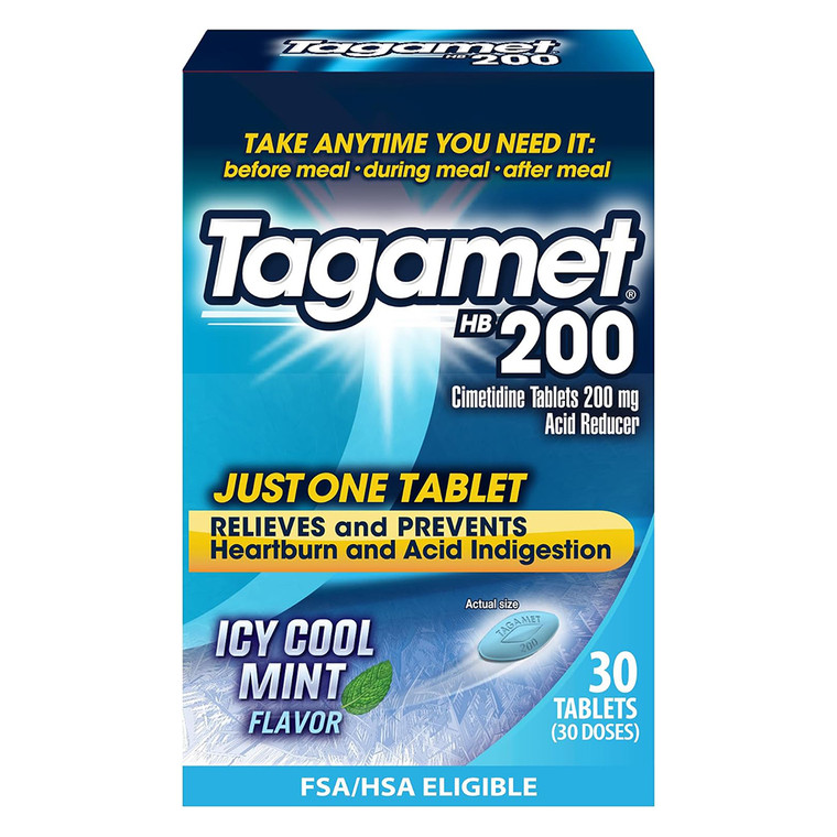 Tagamet Cimetidine Acid Reducer and Heartburn Relief ICY Mint Flavor 30Ea