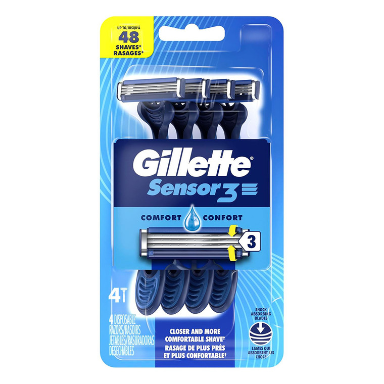 Gillette Sensor3 Smooth Comfort Shave Disposable Razor 4Ea